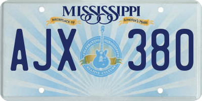 MS license plate AJX380