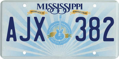 MS license plate AJX382