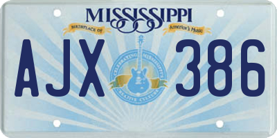 MS license plate AJX386