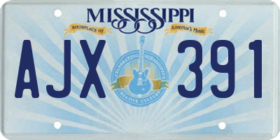 MS license plate AJX391