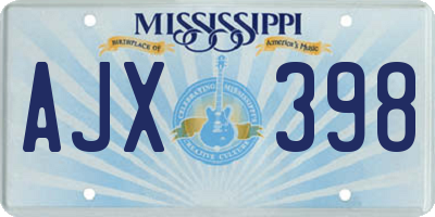 MS license plate AJX398