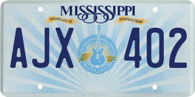 MS license plate AJX402