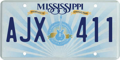MS license plate AJX411