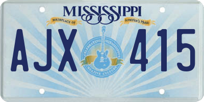 MS license plate AJX415