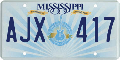 MS license plate AJX417
