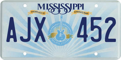 MS license plate AJX452