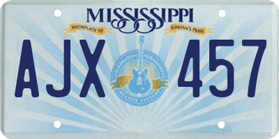 MS license plate AJX457