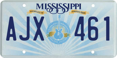 MS license plate AJX461