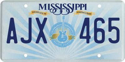 MS license plate AJX465