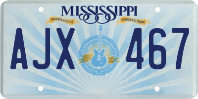 MS license plate AJX467