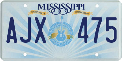 MS license plate AJX475