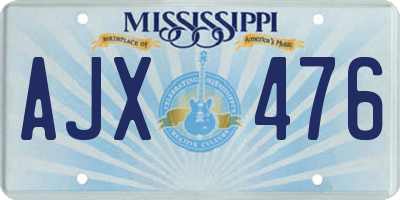 MS license plate AJX476