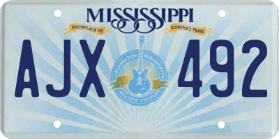 MS license plate AJX492