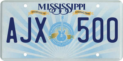 MS license plate AJX500