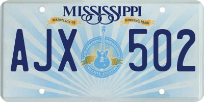 MS license plate AJX502