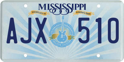MS license plate AJX510