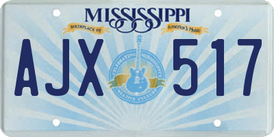MS license plate AJX517