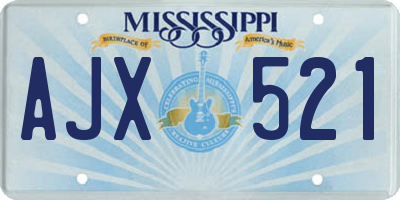 MS license plate AJX521