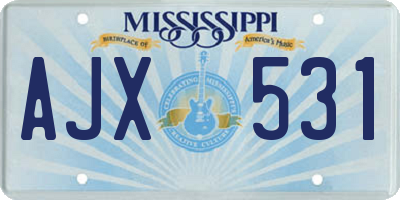 MS license plate AJX531