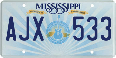 MS license plate AJX533