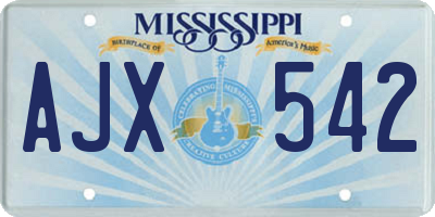 MS license plate AJX542