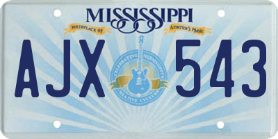 MS license plate AJX543