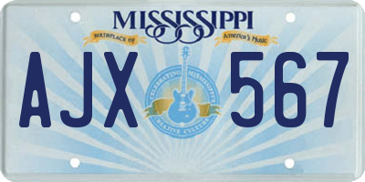 MS license plate AJX567