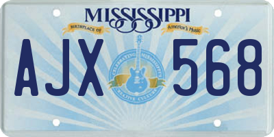 MS license plate AJX568