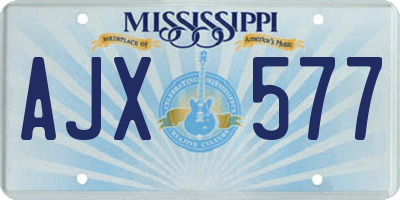 MS license plate AJX577