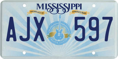 MS license plate AJX597