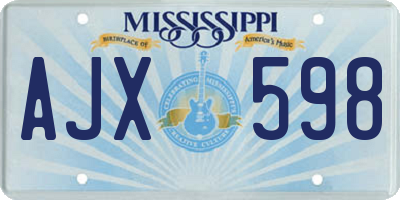 MS license plate AJX598