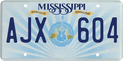 MS license plate AJX604