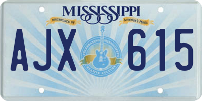 MS license plate AJX615