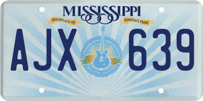 MS license plate AJX639