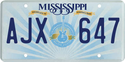 MS license plate AJX647