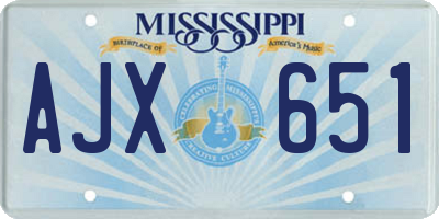 MS license plate AJX651