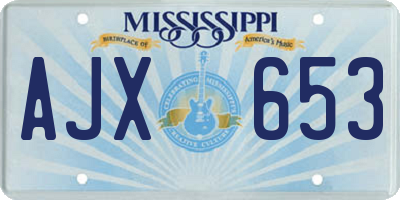 MS license plate AJX653
