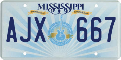MS license plate AJX667
