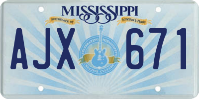 MS license plate AJX671