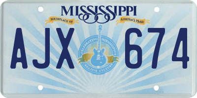 MS license plate AJX674