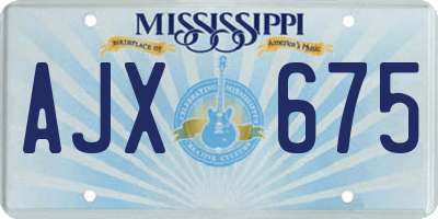MS license plate AJX675
