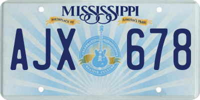 MS license plate AJX678