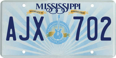 MS license plate AJX702
