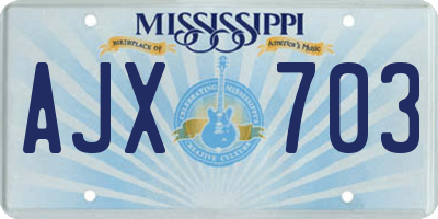 MS license plate AJX703