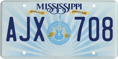MS license plate AJX708