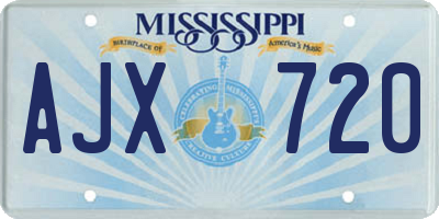 MS license plate AJX720