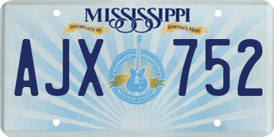 MS license plate AJX752