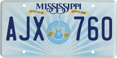 MS license plate AJX760