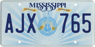 MS license plate AJX765