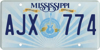 MS license plate AJX774